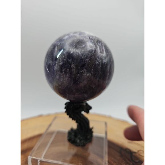 Amethyst Sphere .82lb 65mm W/Dragon Stand - Picture 4 of 12